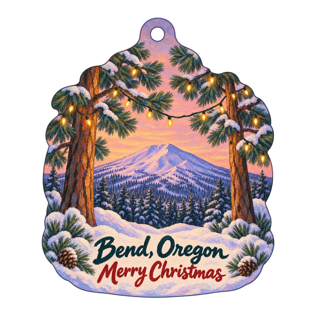 Lone Crow Bungalow Christmas custom wood ornament OC396 on white