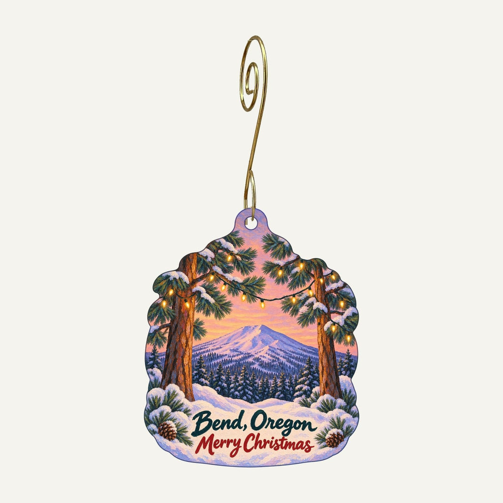 Lone Crow Bungalow Christmas custom wood ornament OC396 hanging on hook