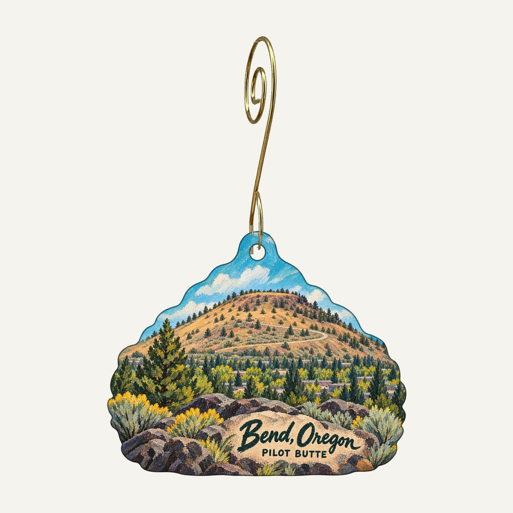 Lone Crow Bungalow Town Icon custom wood ornament OC397 hanging on hook