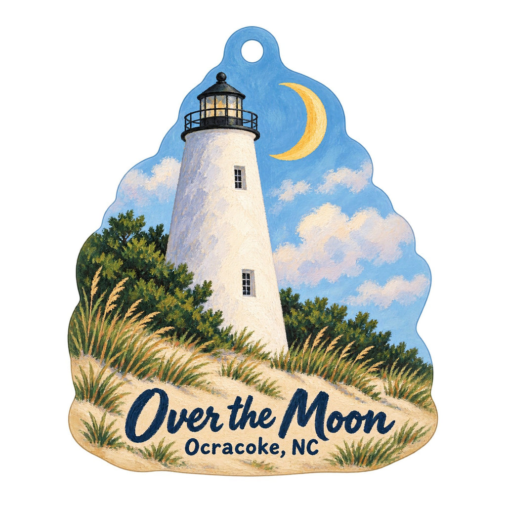 Over the Moon Logo custom wood ornament OC398 on white