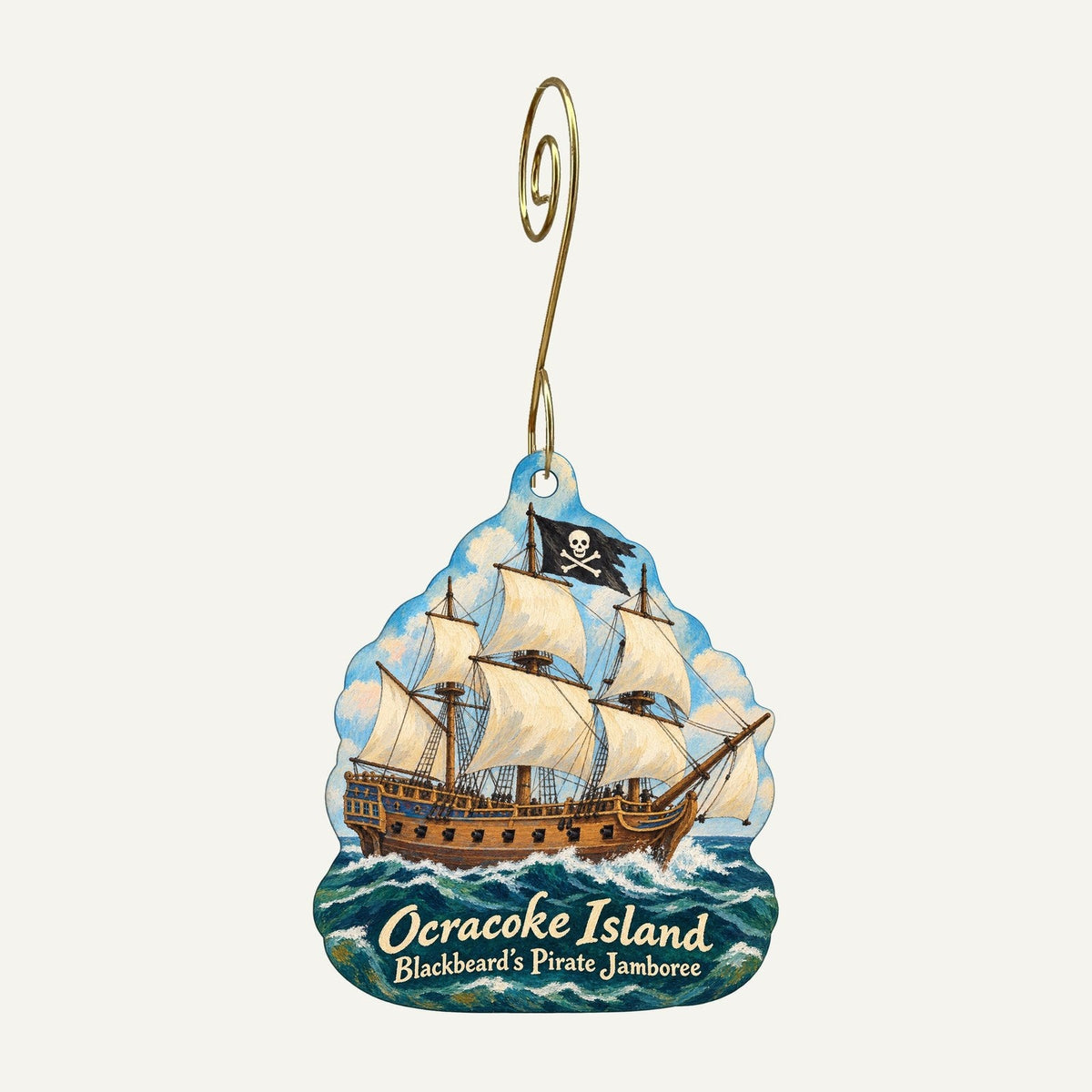 Over the Moon Town Icon custom wood ornament OC400 hanging on hook