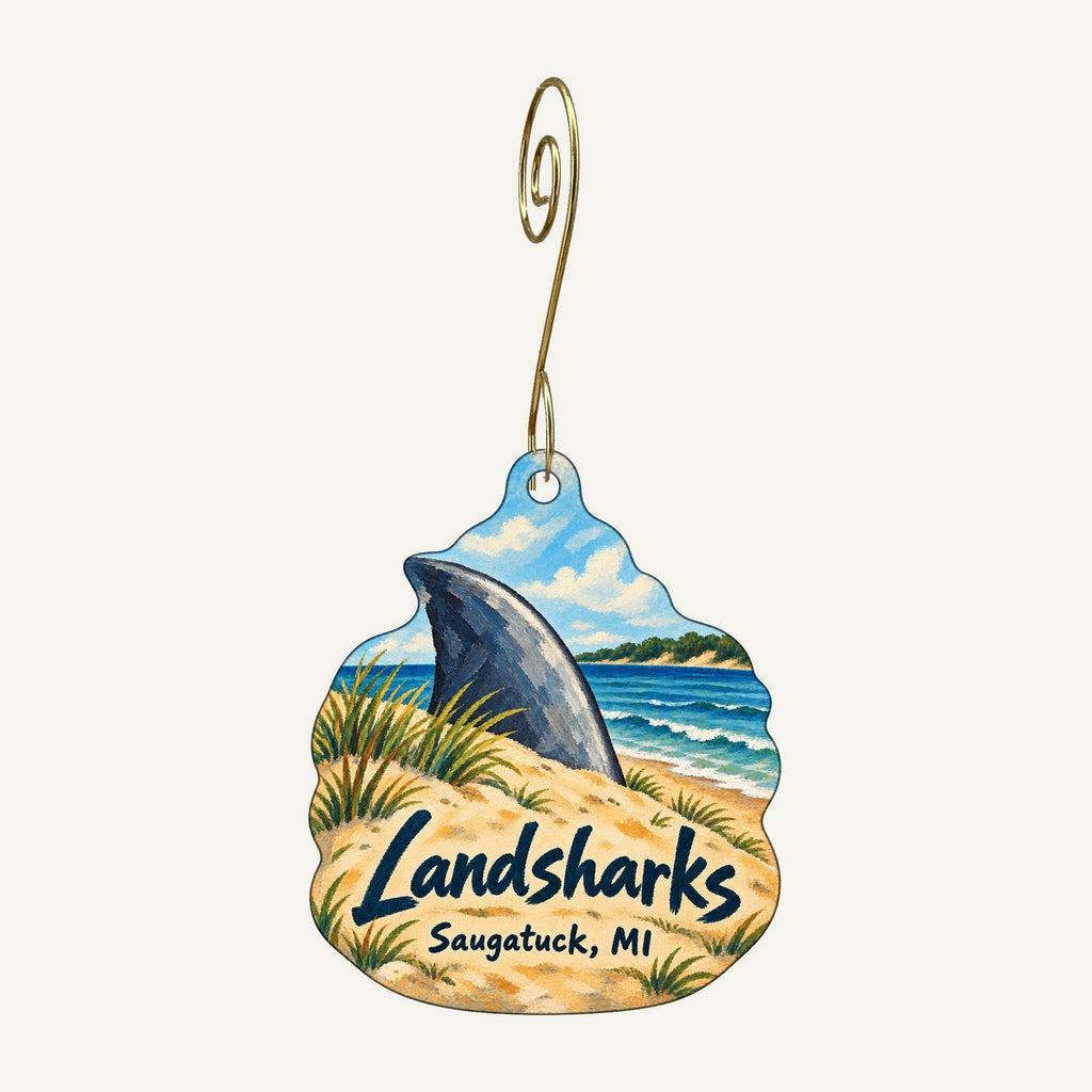 Landsharks Logo custom wood ornament OC401 hanging on hook