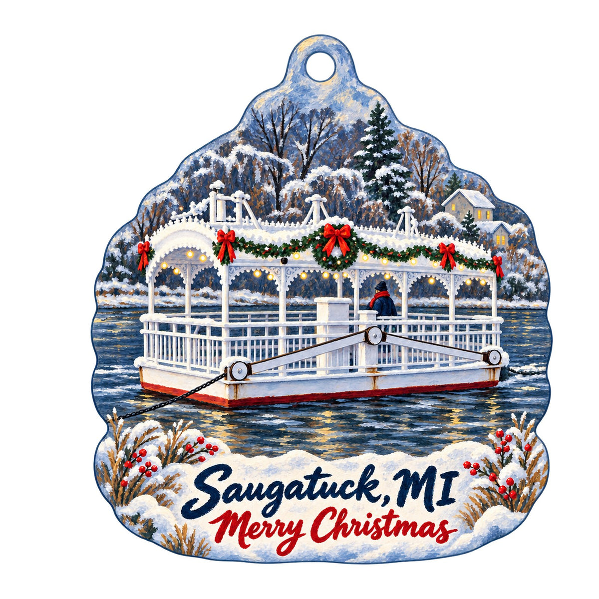 Landsharks Christmas custom wood ornament OC402 on white