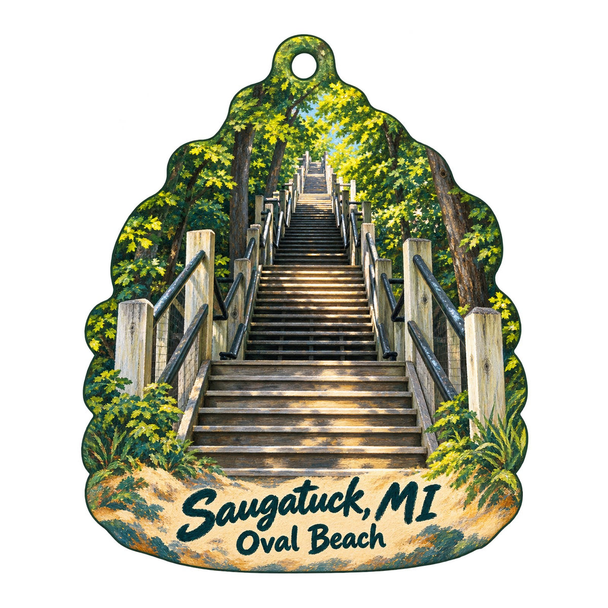 Landsharks Town Icon custom wood ornament OC403 on white