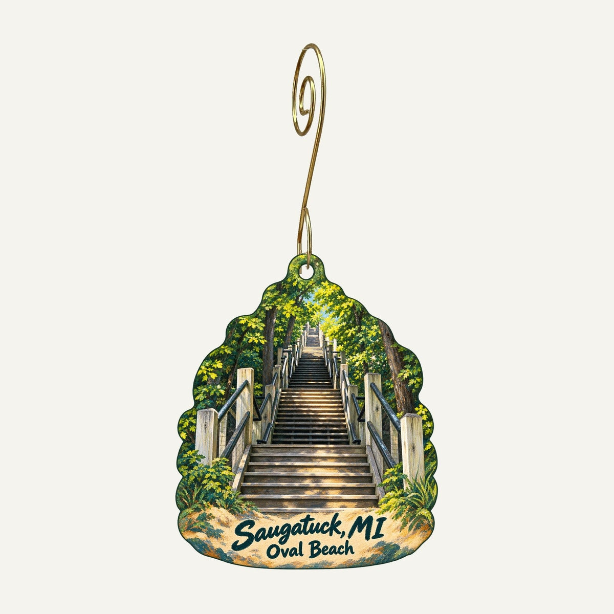 Landsharks Town Icon custom wood ornament OC403 hanging on hook
