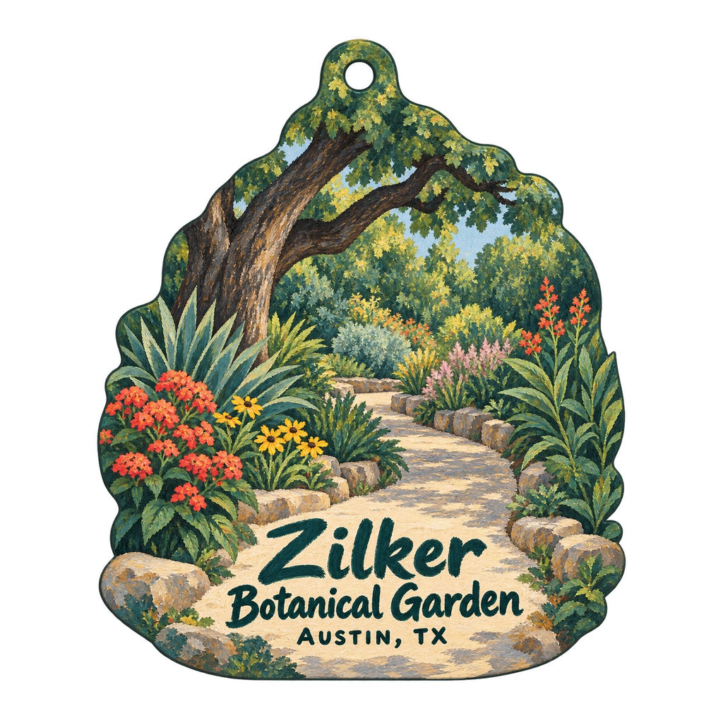 Zilker Botanical Garden Logo custom wood ornament OC404 on white