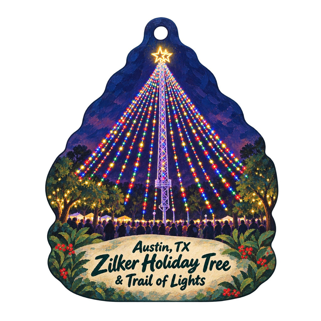 Zilker Botanical Garden Christmas custom wood ornament OC405 on white