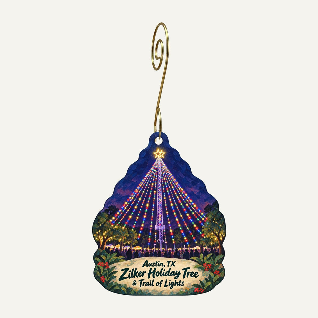 Zilker Botanical Garden Christmas custom wood ornament OC405 hanging on hook