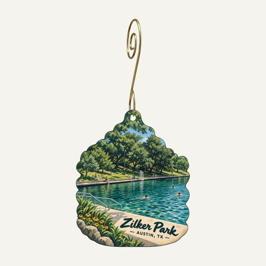Zilker Botanical Garden Town Icon custom wood ornament OC406 hanging on hook