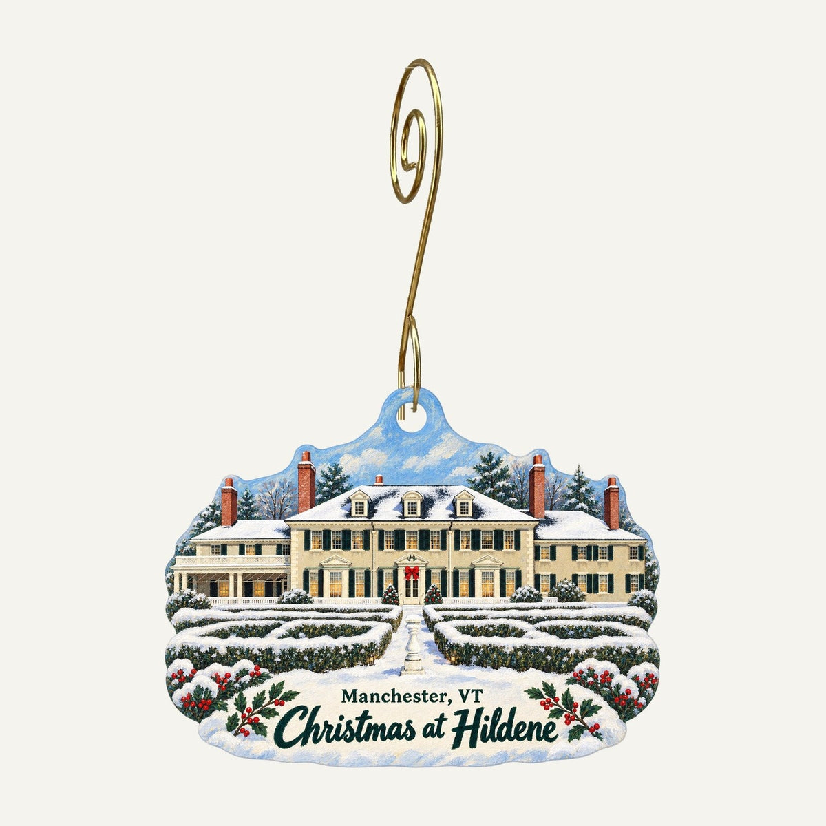 Manchester Woodcraft Christmas custom wood ornament OC408 hanging on hook