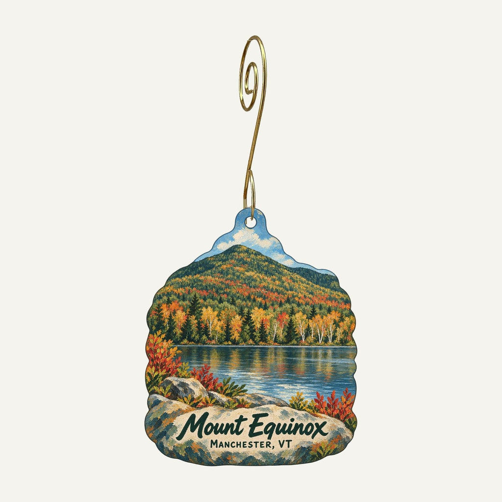 Manchester Woodcraft Town Icon custom wood ornament OC409 hanging on hook