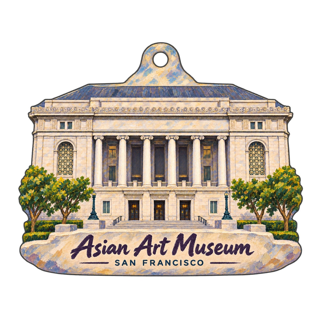 Asian Art Museum - Cha May Ching Museum Boutique Logo custom wood ornament OC413 on white