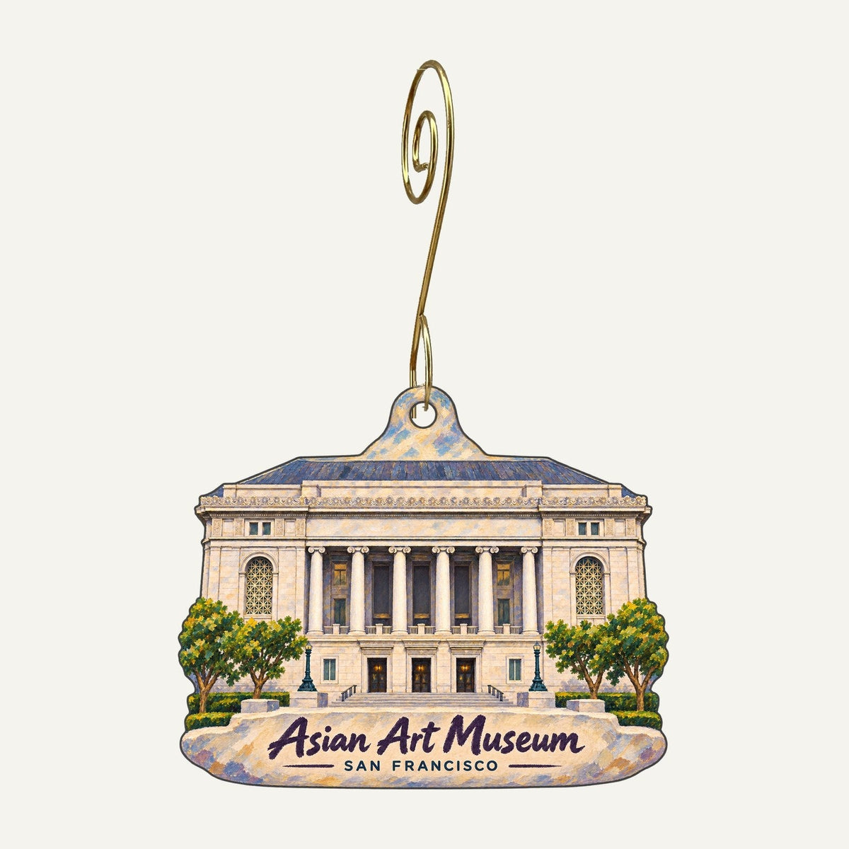 Asian Art Museum - Cha May Ching Museum Boutique Logo custom wood ornament OC413 hanging on hook
