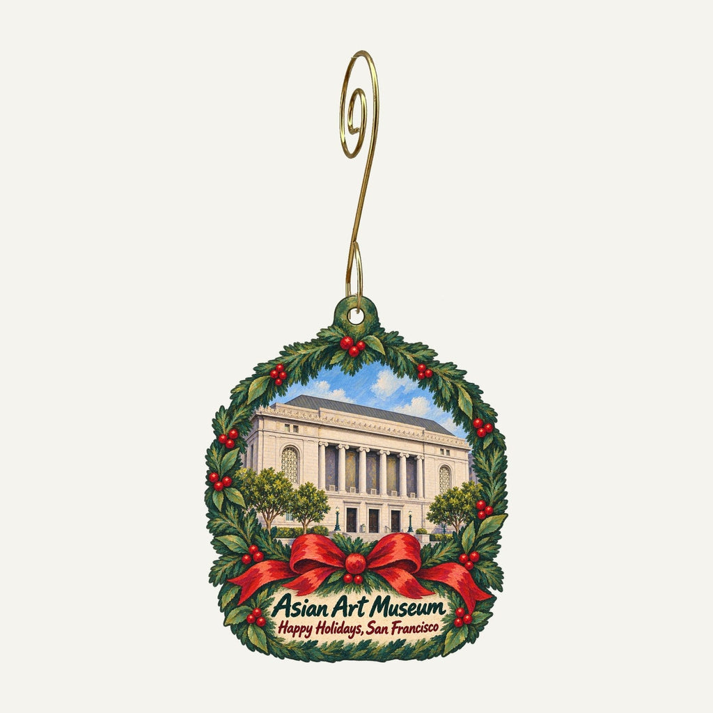 Asian Art Museum - Cha May Ching Museum Boutique Christmas custom wood ornament OC414 hanging on hook