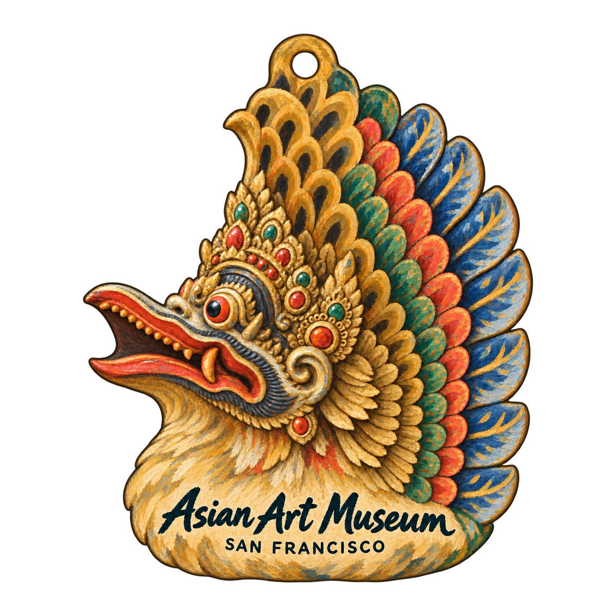 Asian Art Museum - Cha May Ching Museum Boutique Town Icon custom wood ornament OC415 on white