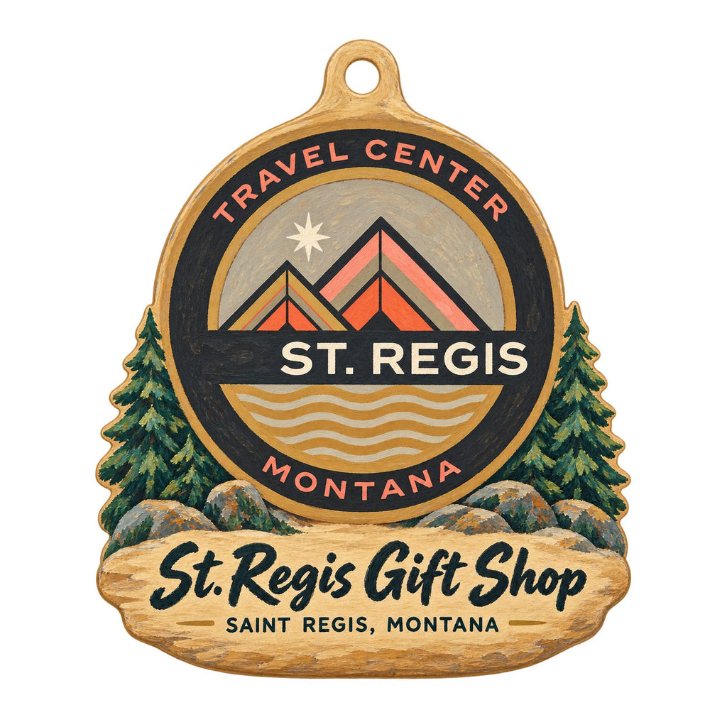 St. Regis Gift Shop Logo custom wood ornament OC416 on white