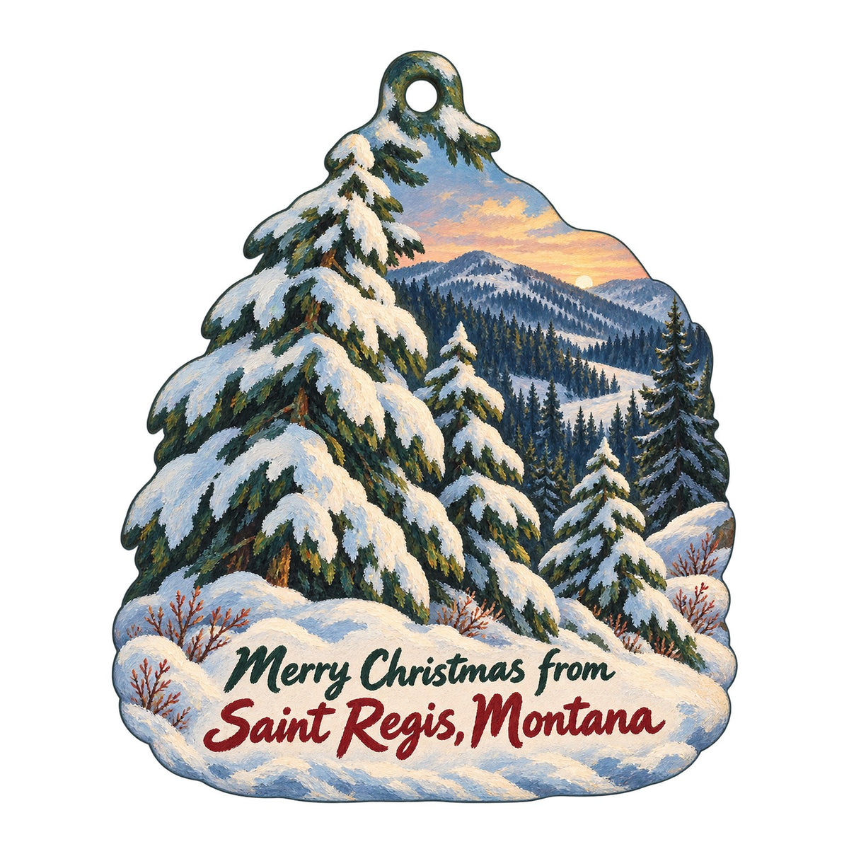 St. Regis Gift Shop Christmas custom wood ornament OC417 on white