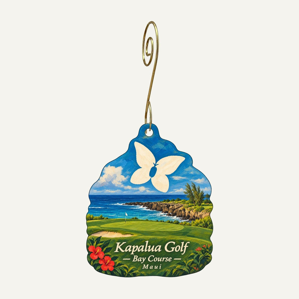 Kapalua Golf — Bay Course Pro Shop Logo custom wood ornament OC419 hanging on hook