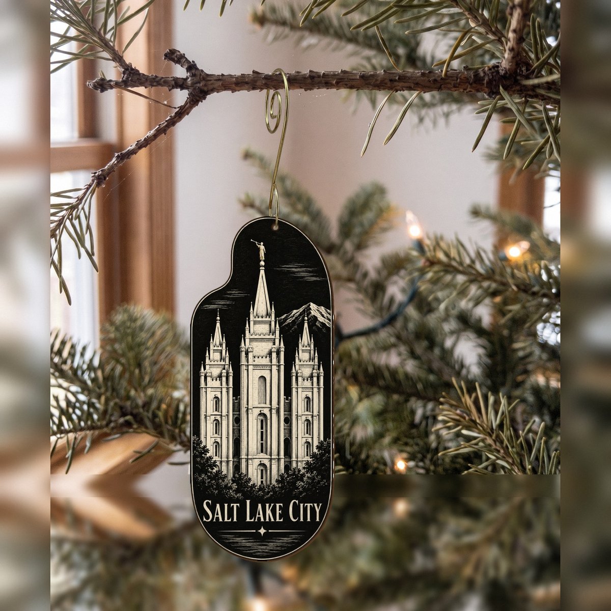 UT Salt Lake City Scratchboard Custom Wood Ornament (OC41)