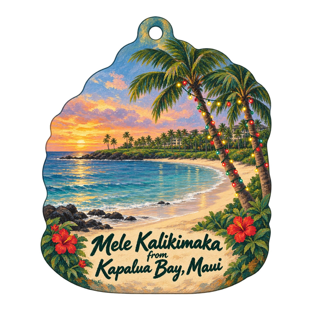 Kapalua Golf — Bay Course Pro Shop Christmas custom wood ornament OC420 on white