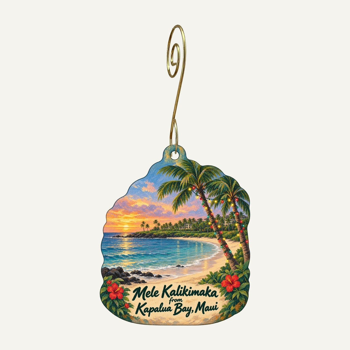 Kapalua Golf — Bay Course Pro Shop Christmas custom wood ornament OC420 hanging on hook