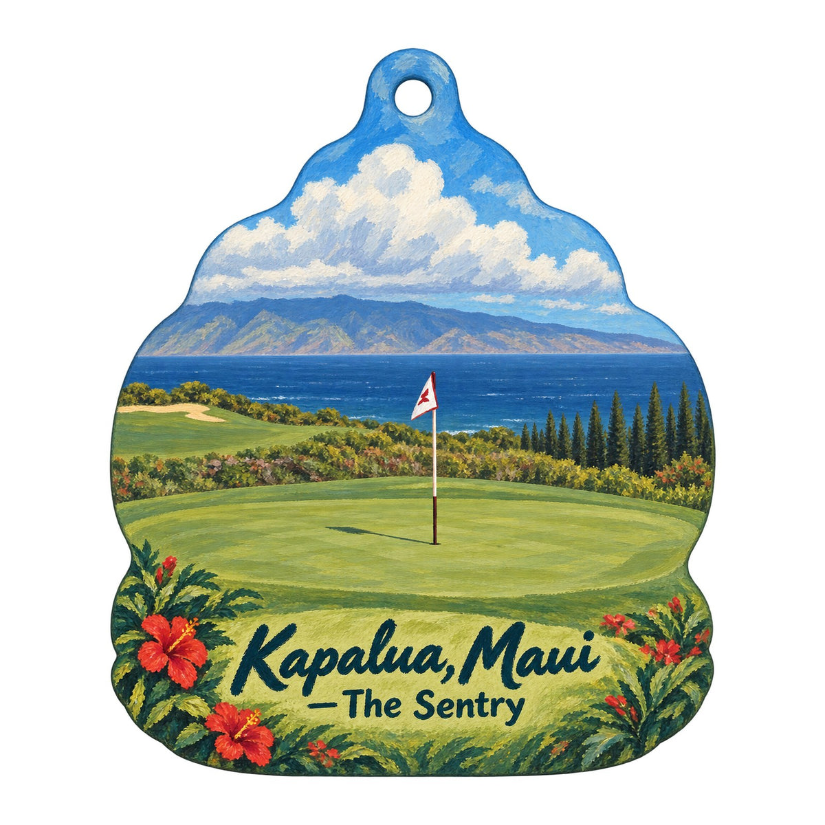 Kapalua Golf — Bay Course Pro Shop Town Icon custom wood ornament OC421 on white