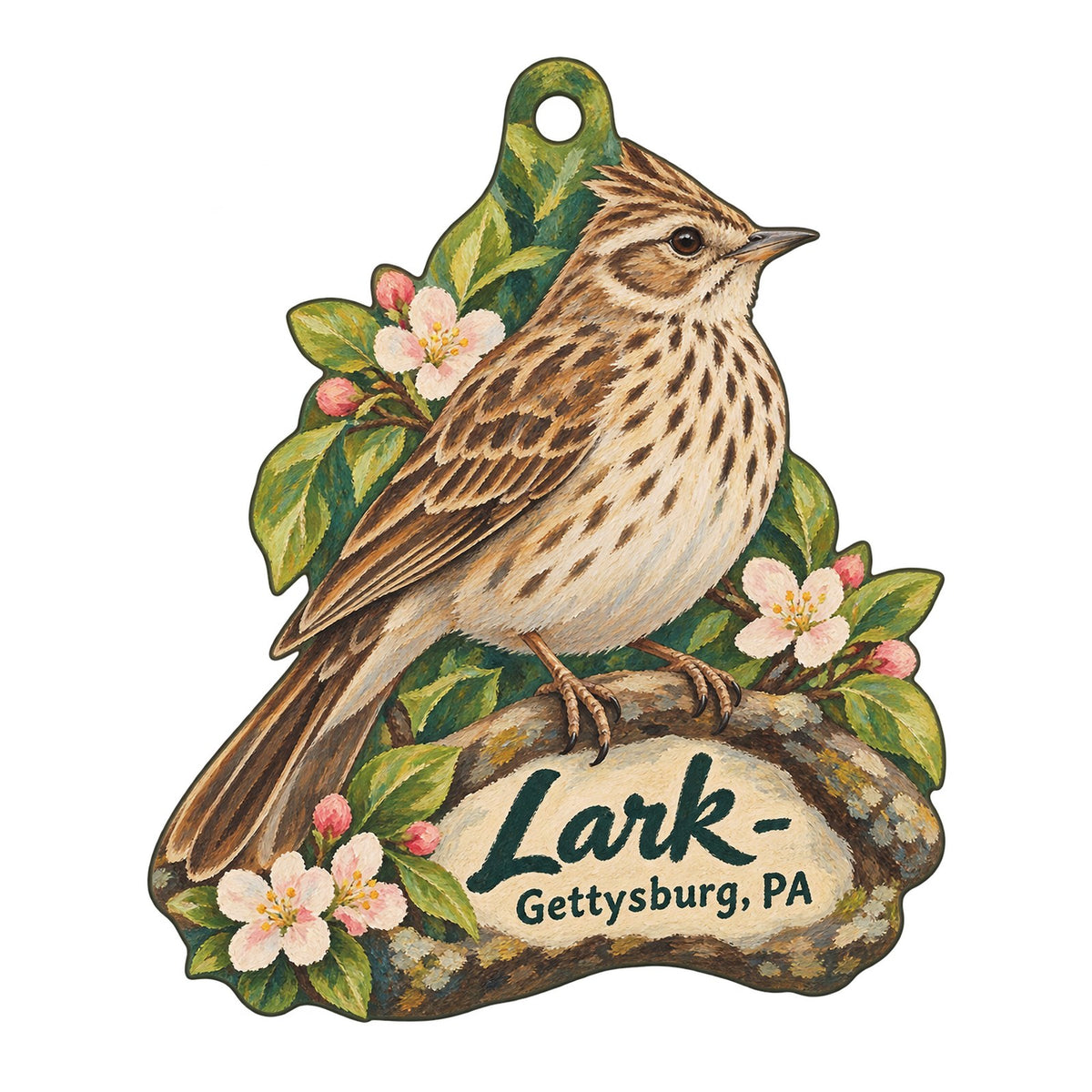 Lark Logo custom wood ornament OC422 on white