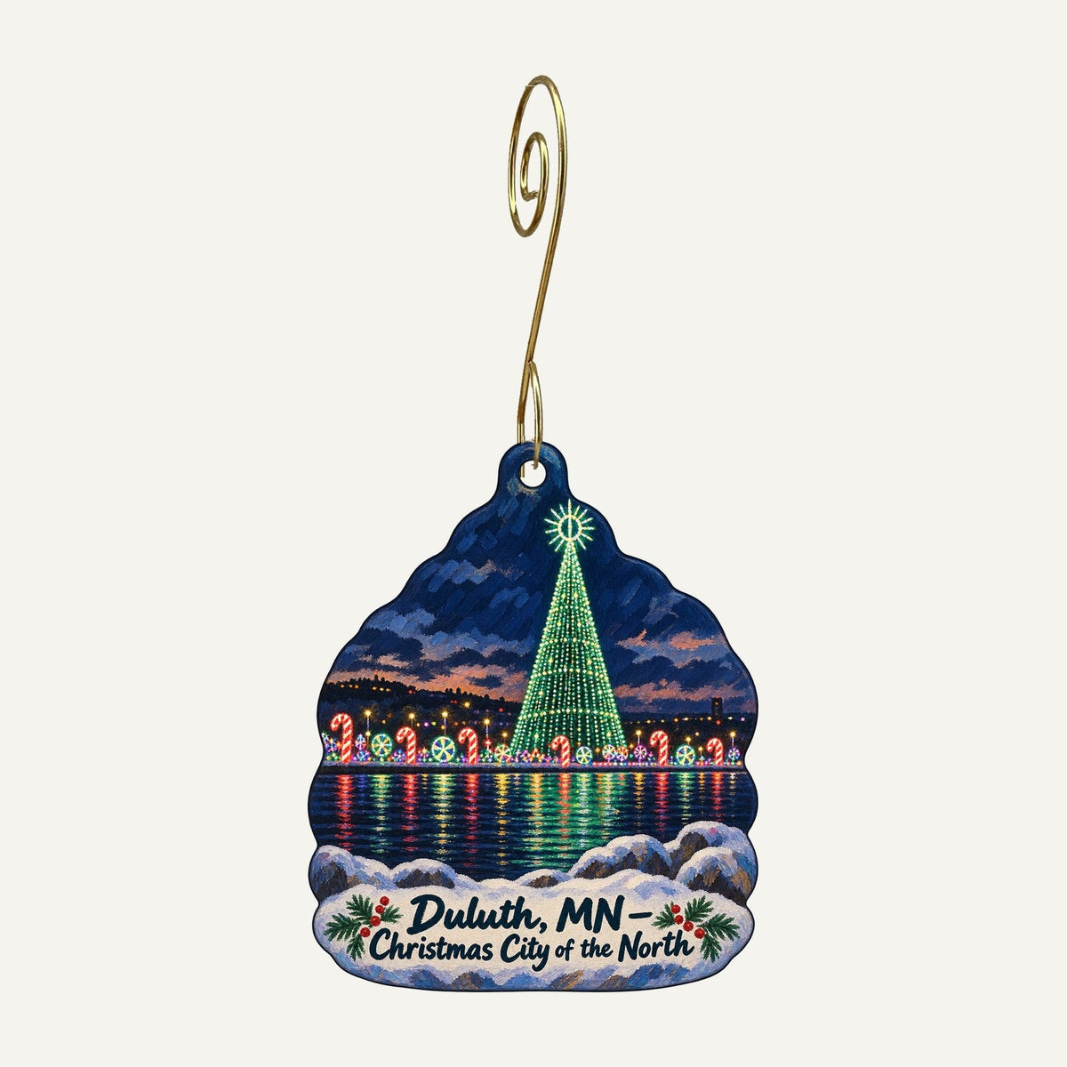Two&CO Christmas custom wood ornament OC426 hanging on hook
