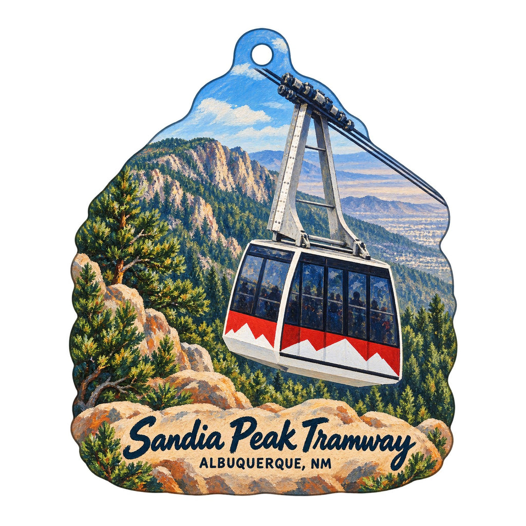 Sandia Tram Gift Shop Logo custom wood ornament OC428 on white