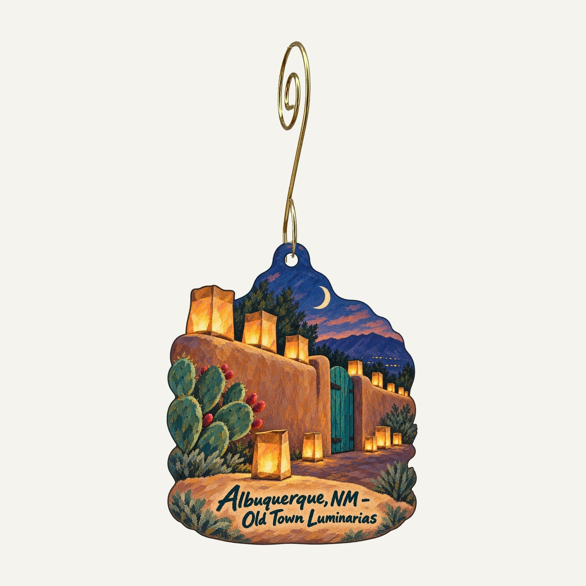 Sandia Tram Gift Shop Christmas custom wood ornament OC429 hanging on hook