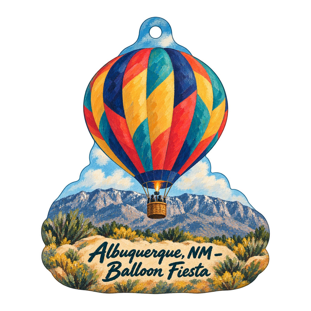 Sandia Tram Gift Shop Town Icon custom wood ornament OC430 on white