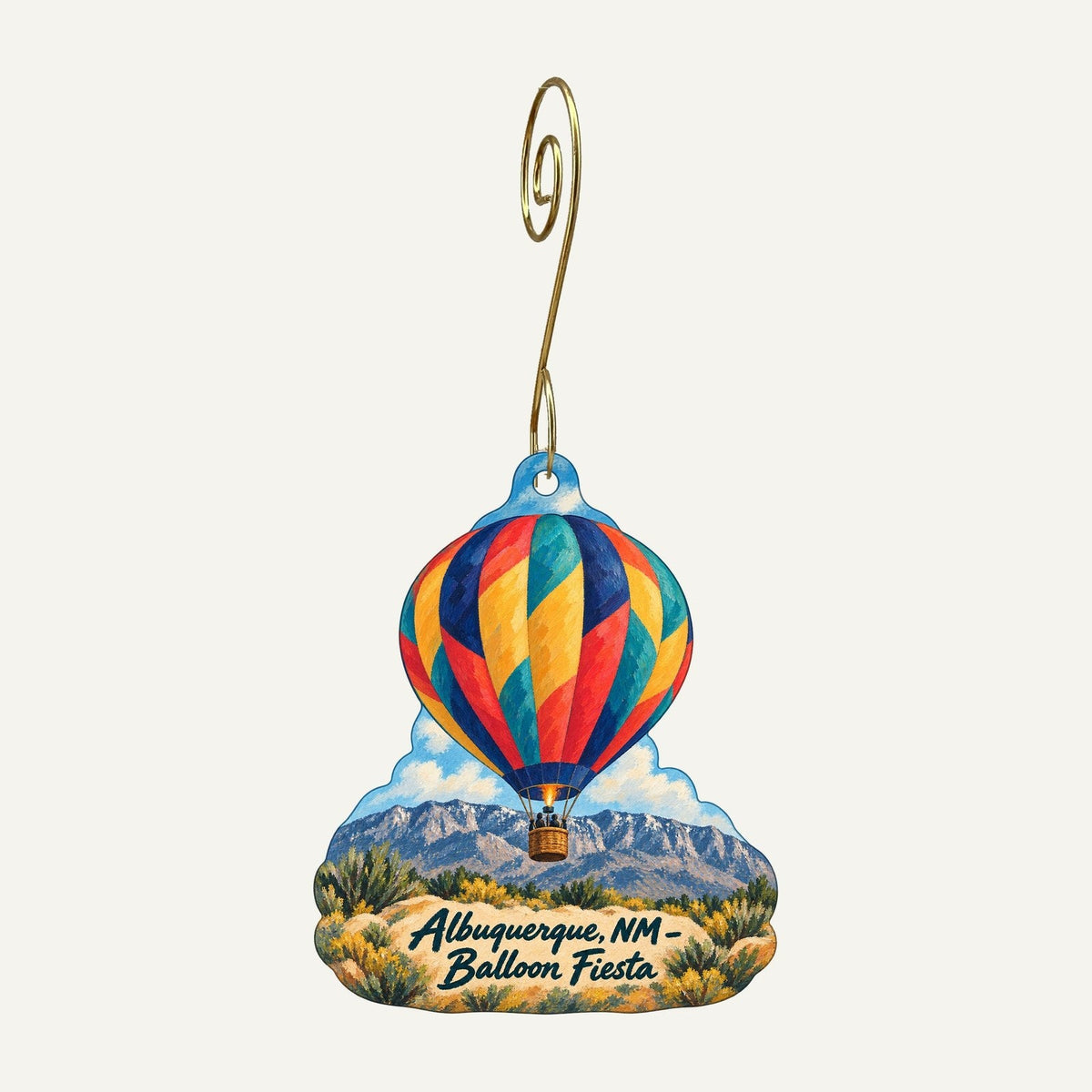 Sandia Tram Gift Shop Town Icon custom wood ornament OC430 hanging on hook