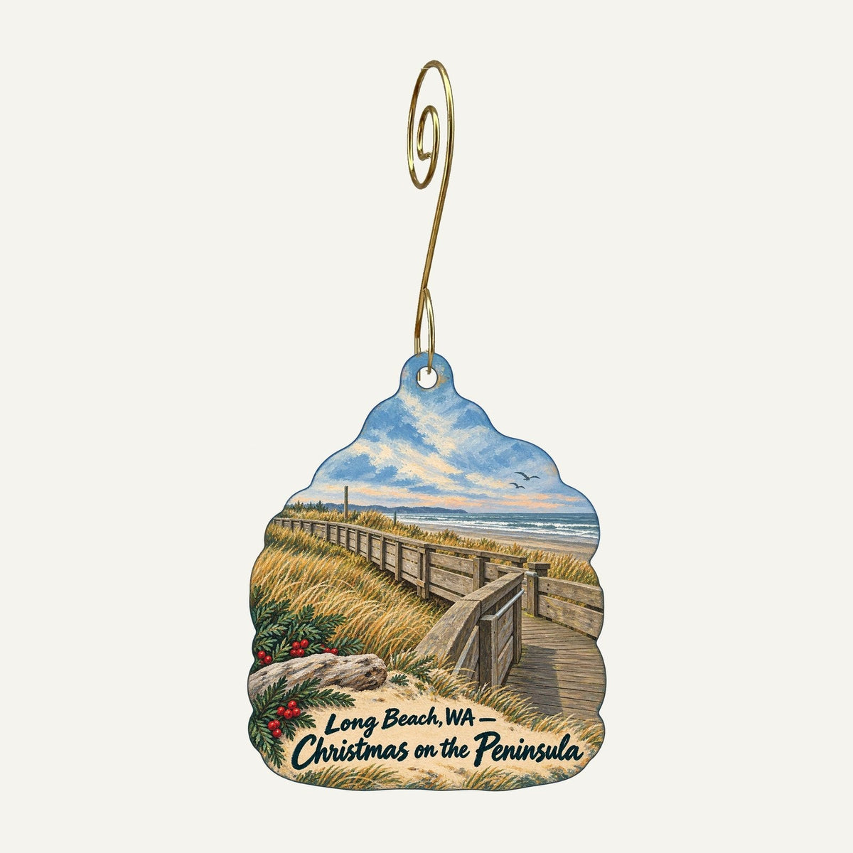 Peninsula Pharmacies Christmas custom wood ornament OC432 hanging on hook