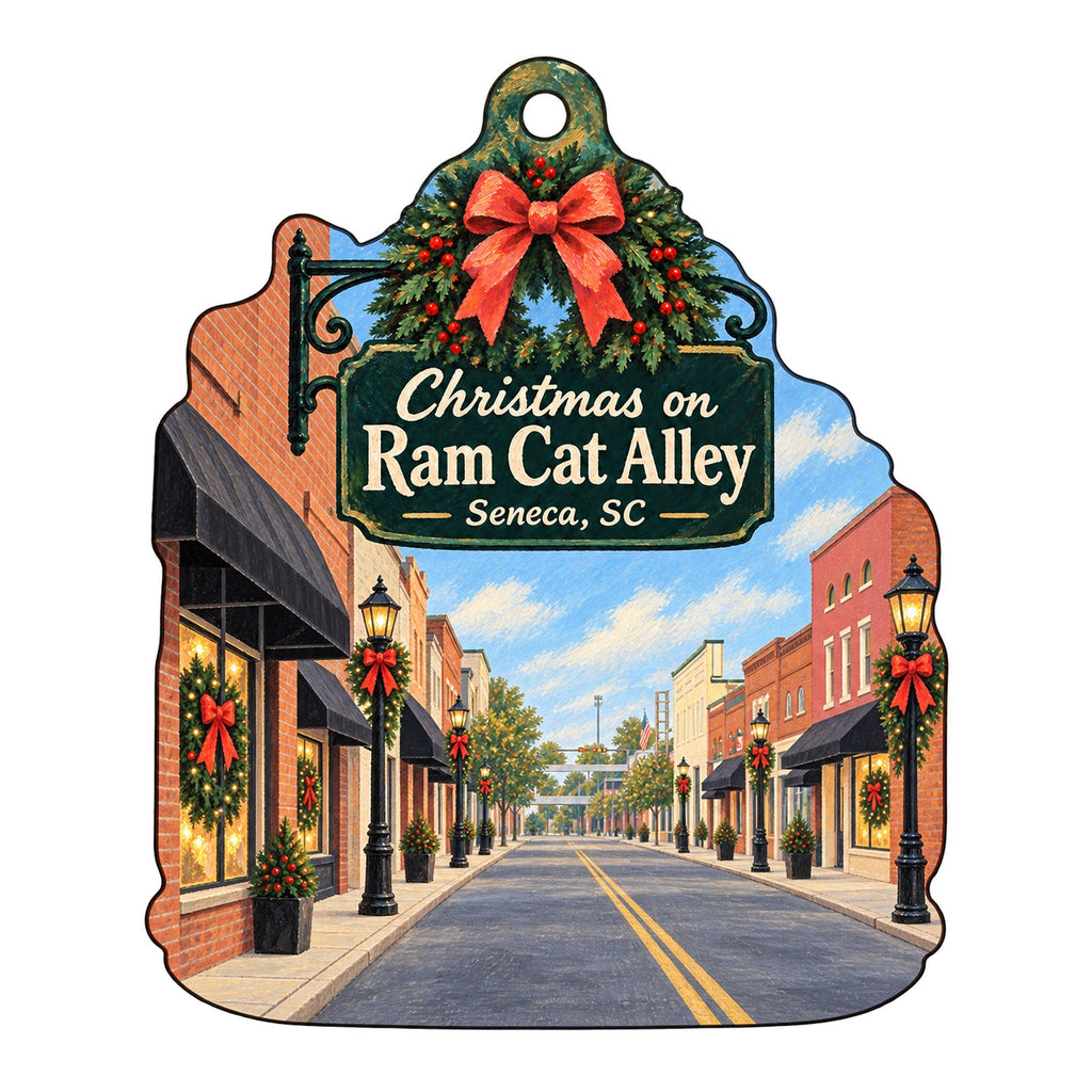 Green Springs on Ram Cat Alley Christmas custom wood ornament OC435 on white