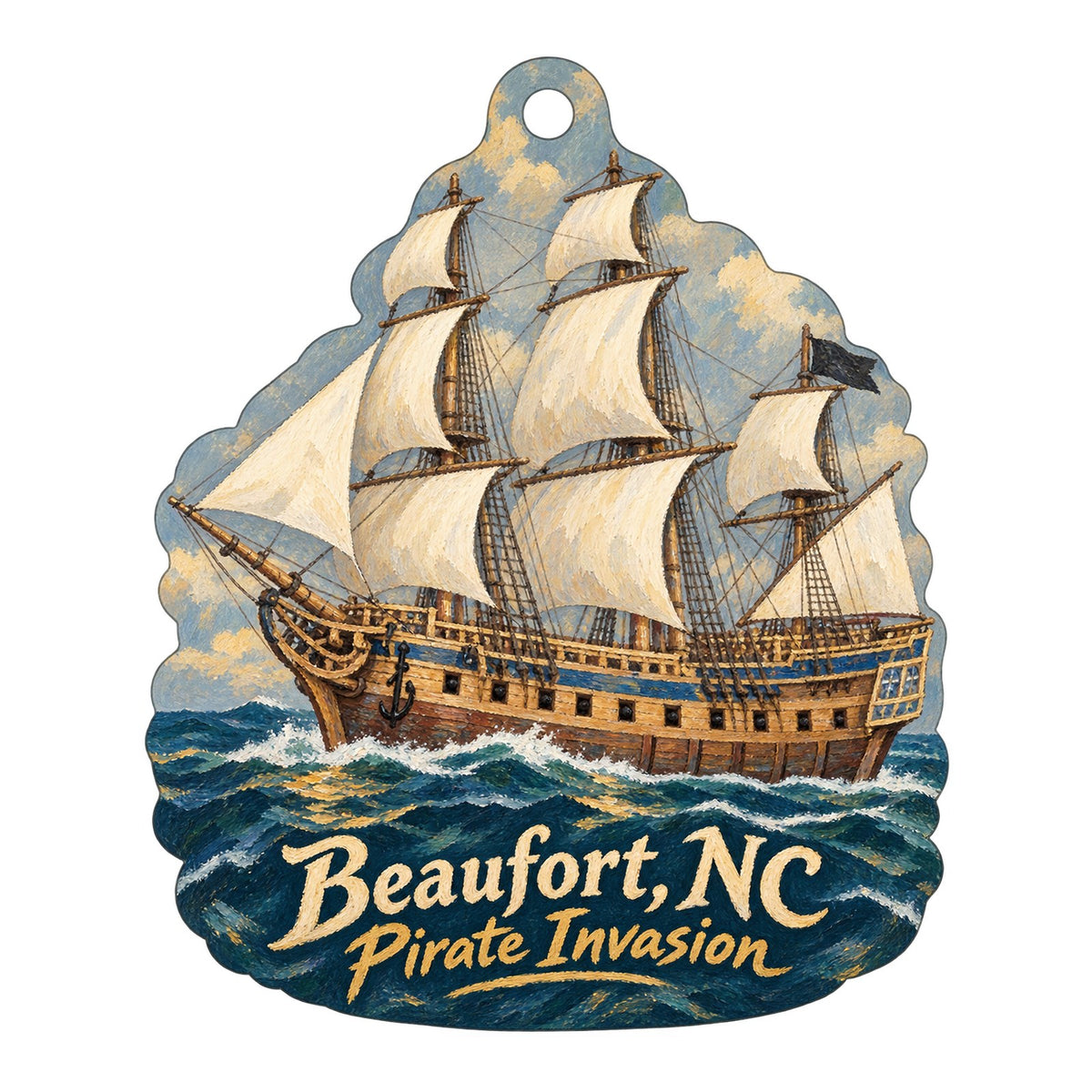 Harbor Specialties of Beaufort Town Icon custom wood ornament OC439 on white