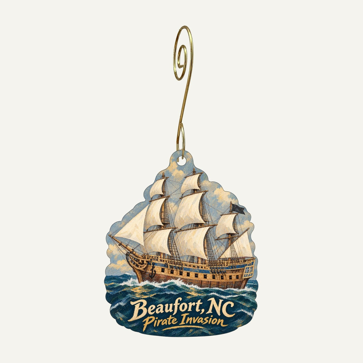 Harbor Specialties of Beaufort Town Icon custom wood ornament OC439 hanging on hook