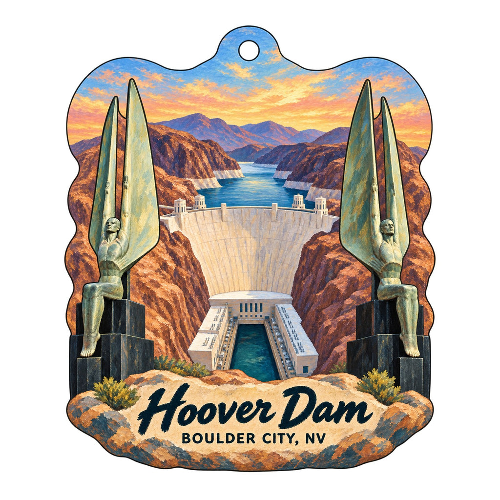 Optimal Services GS LLC / Hoover Dam Logo custom wood ornament OC440 on white