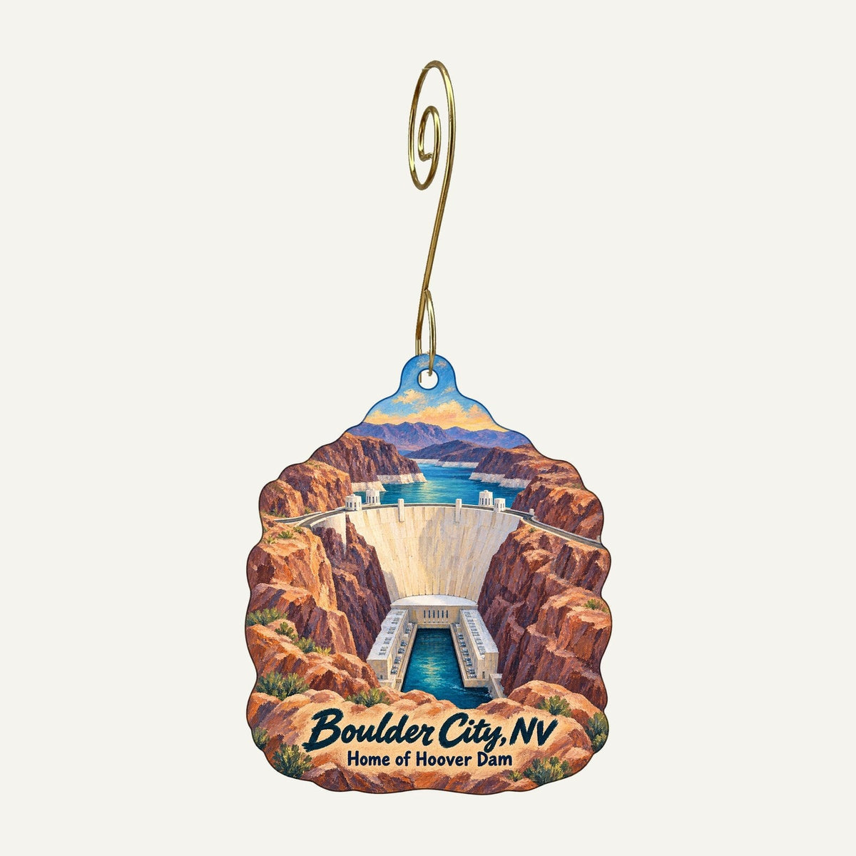 Optimal Services GS LLC / Hoover Dam Town Icon custom wood ornament OC442 hanging on hook
