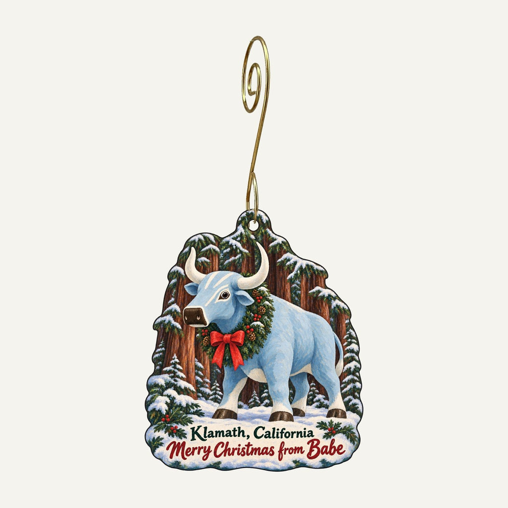Trees of Mystery Christmas custom wood ornament OC444 hanging on hook