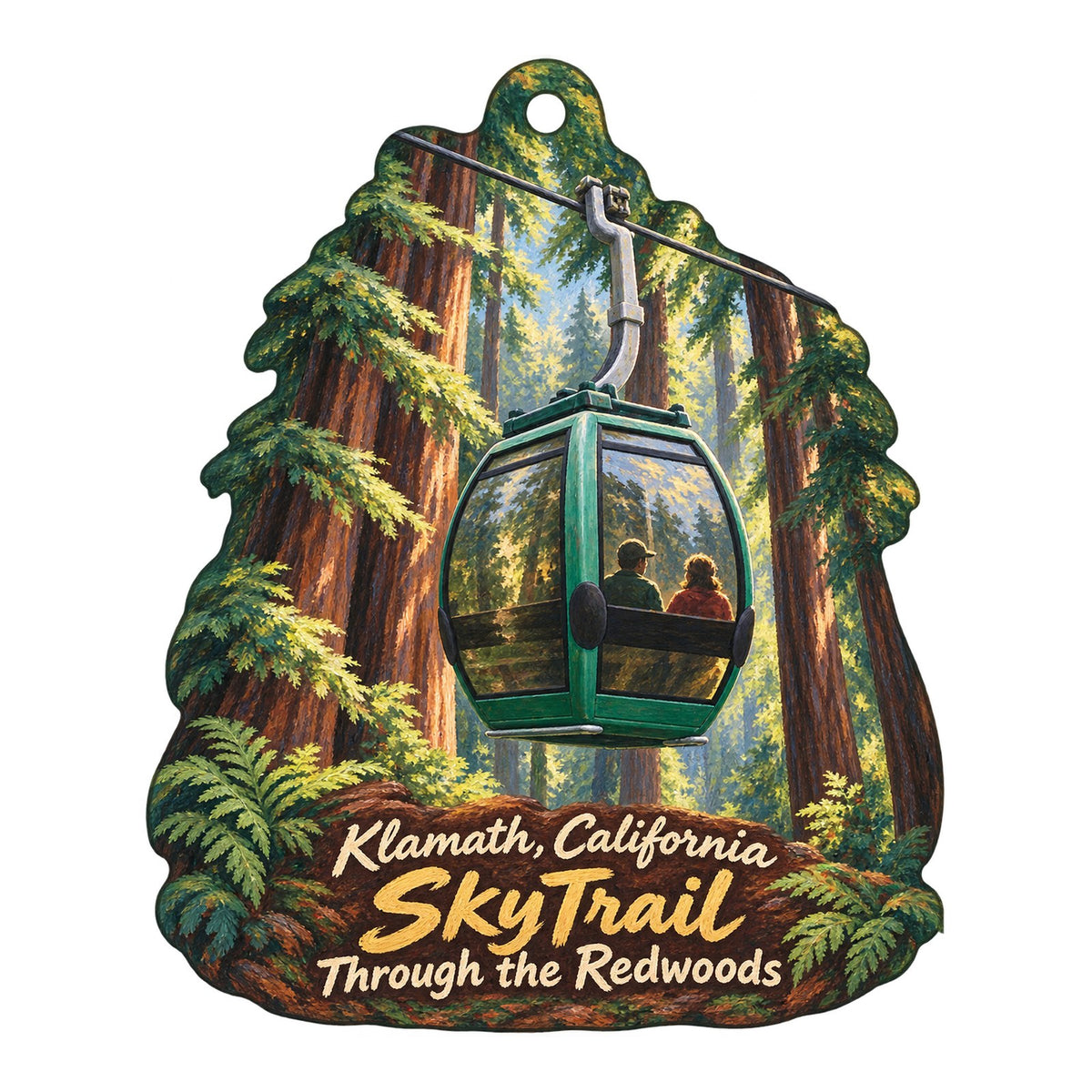 Trees of Mystery Town Icon custom wood ornament OC445 on white