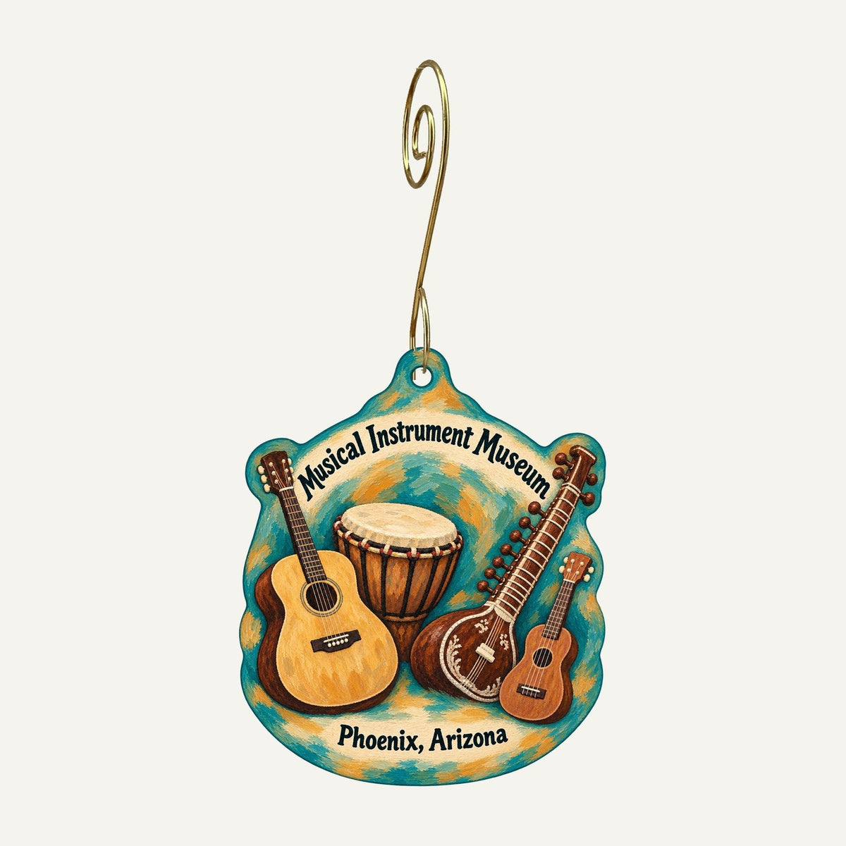Musical Instrument Museum - Museum Store Logo custom wood ornament OC446 hanging on hook