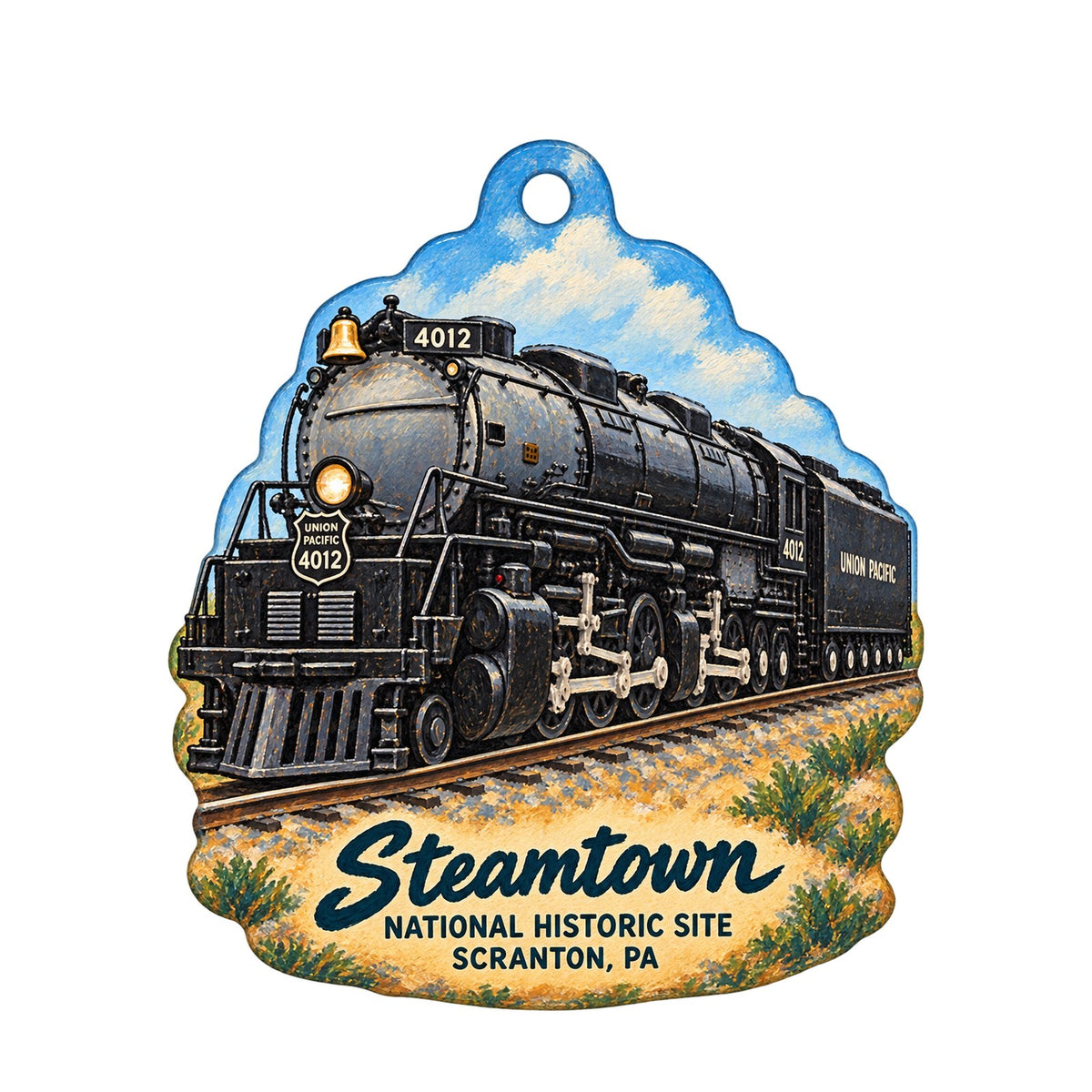Steamtown National Historic Site store Logo custom wood ornament OC452 on white