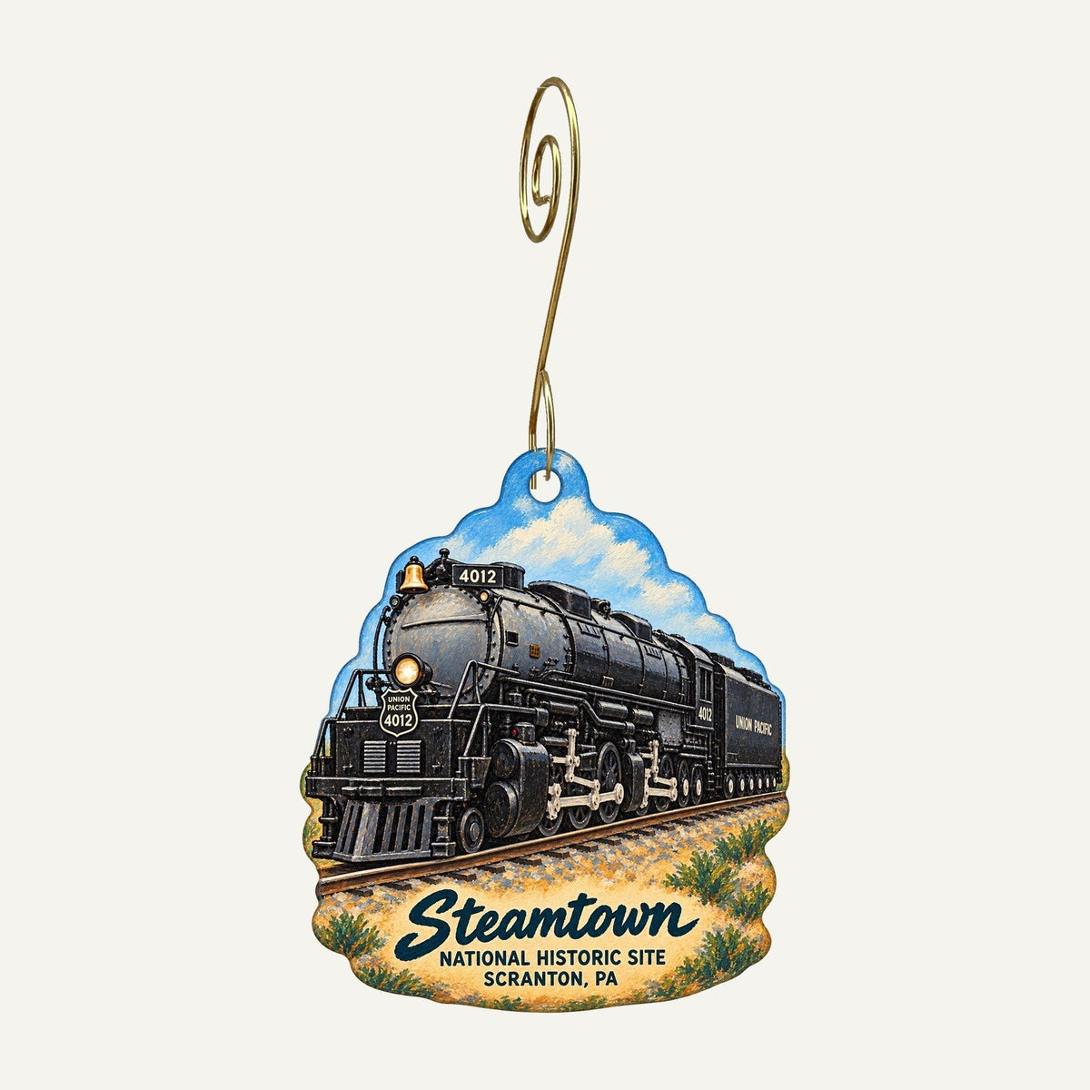 Steamtown National Historic Site store Logo custom wood ornament OC452 hanging on hook