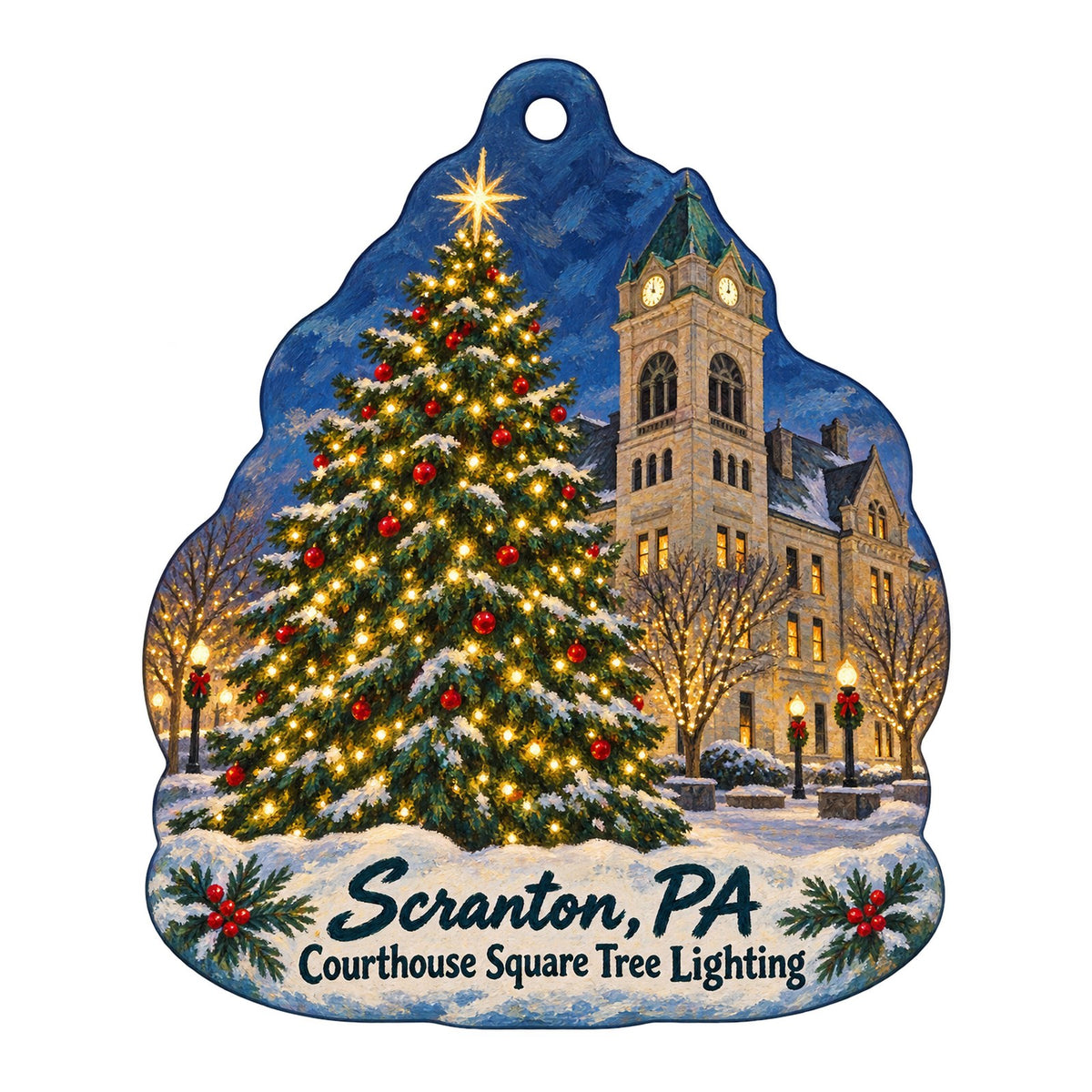Steamtown National Historic Site store Christmas custom wood ornament OC453 on white