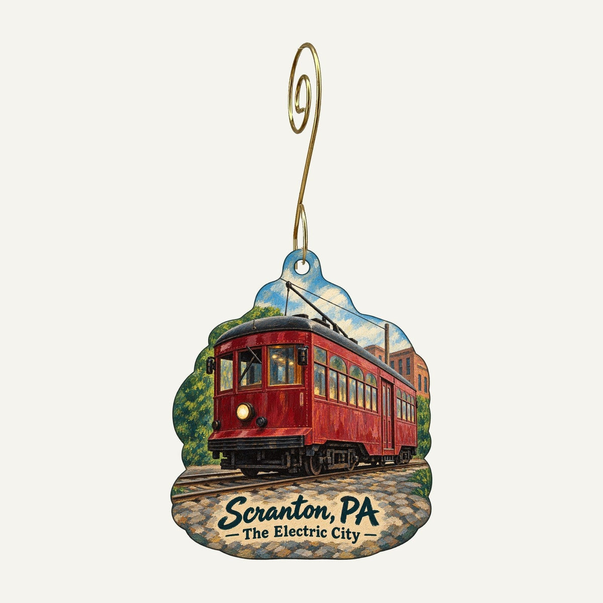 Steamtown National Historic Site store Town Icon custom wood ornament OC454 hanging on hook