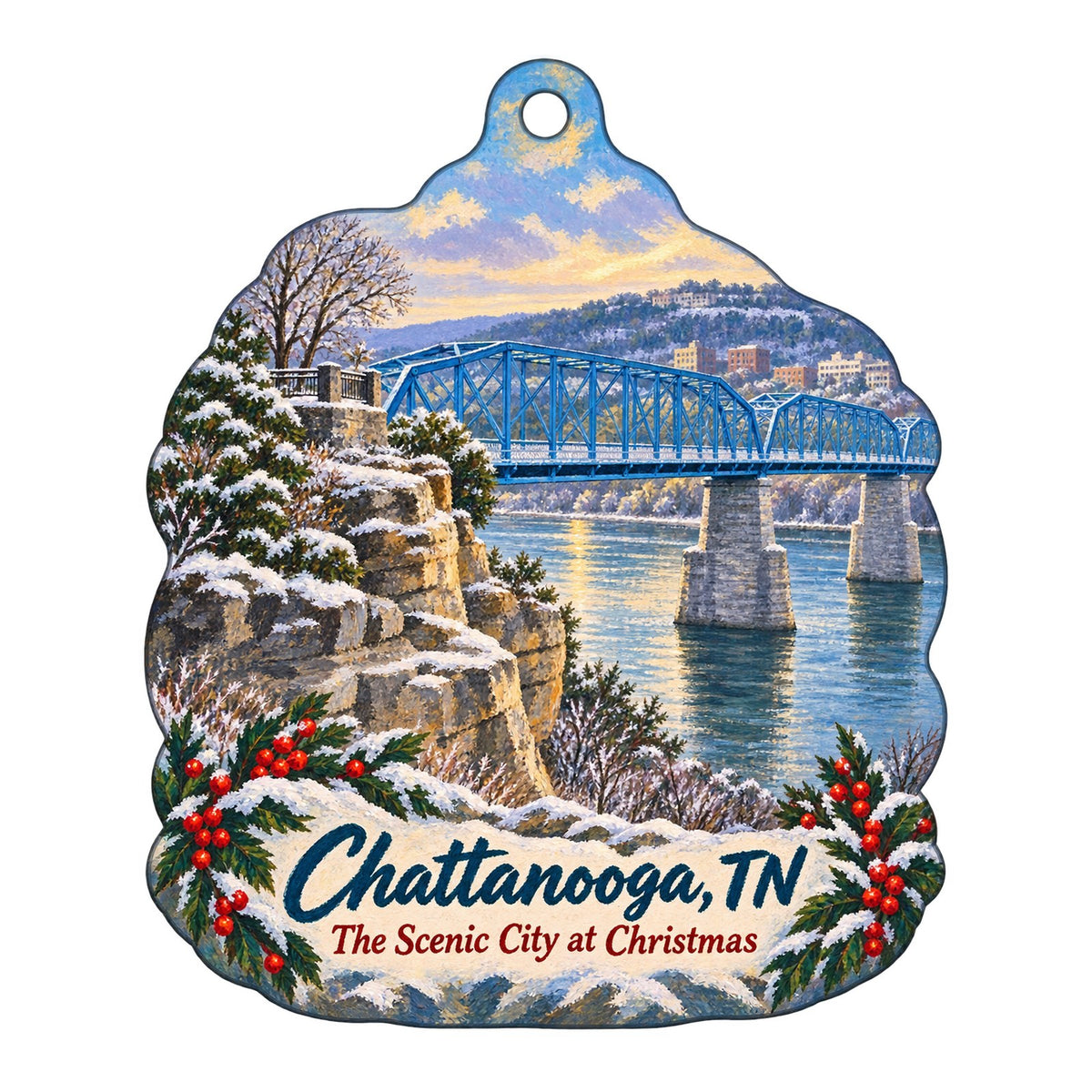 Hunter Museum of American Art Christmas custom wood ornament OC456 on white