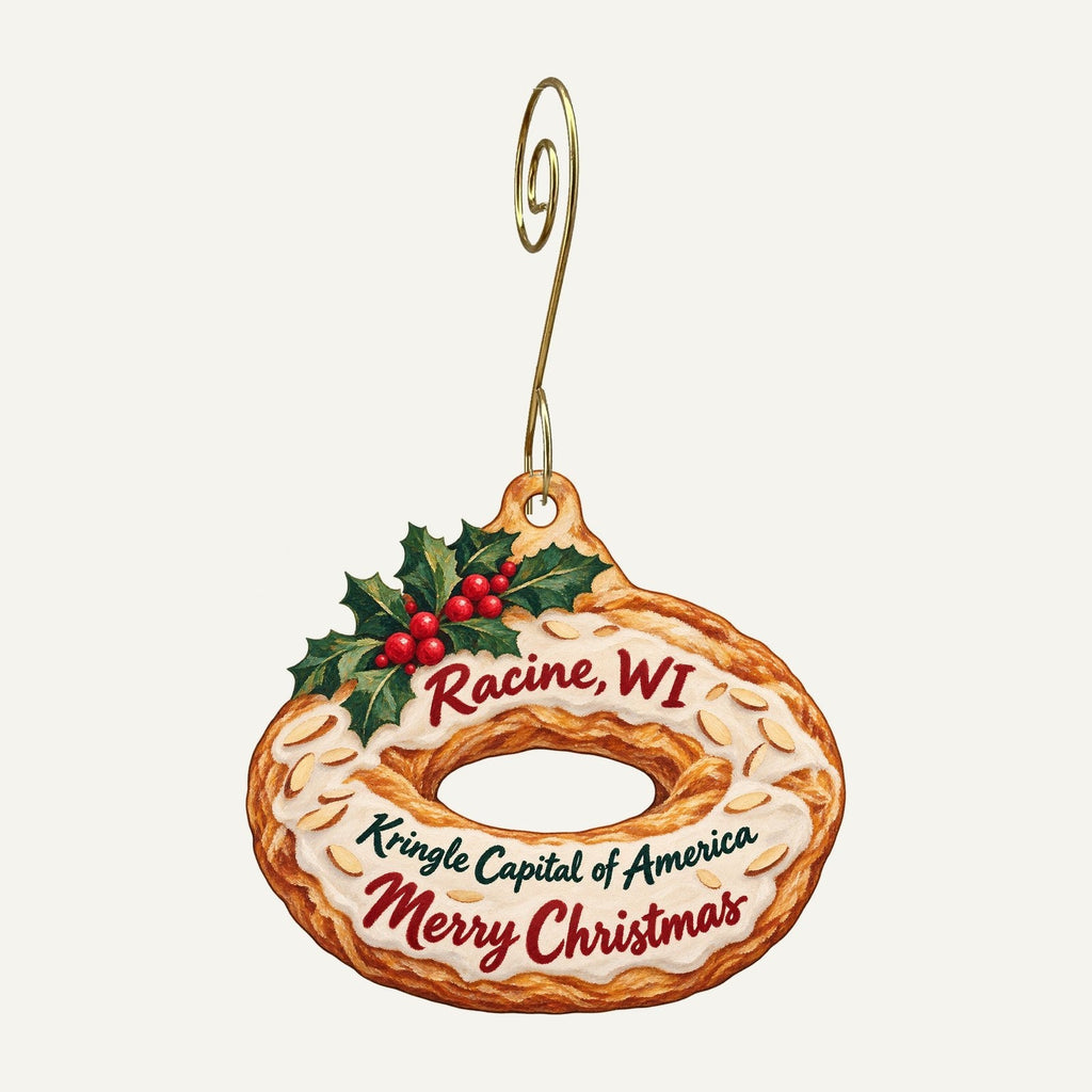 Milaeger's Christmas custom wood ornament OC459 hanging on hook