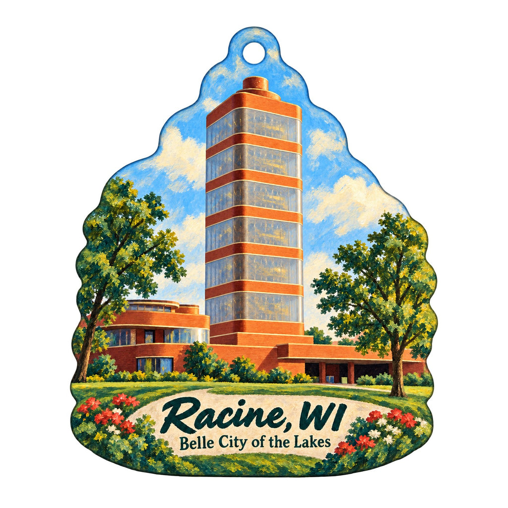 Milaeger's Town Icon custom wood ornament OC460 on white