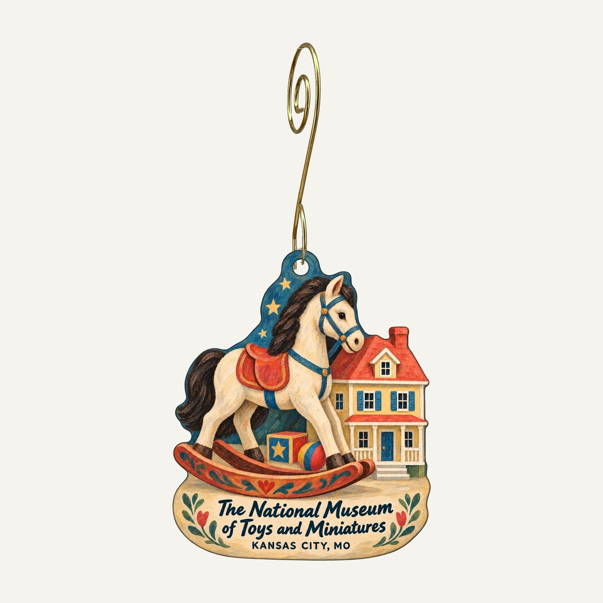 The National Museum of Toys and Miniatures Logo custom wood ornament OC461 hanging on hook