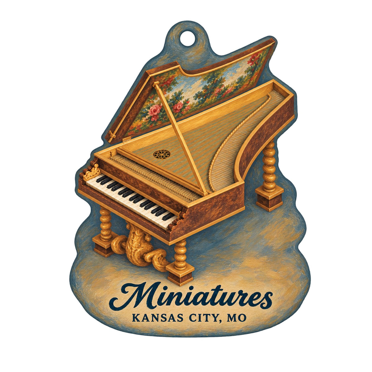The National Museum of Toys and Miniatures Town Icon custom wood ornament OC463 on white